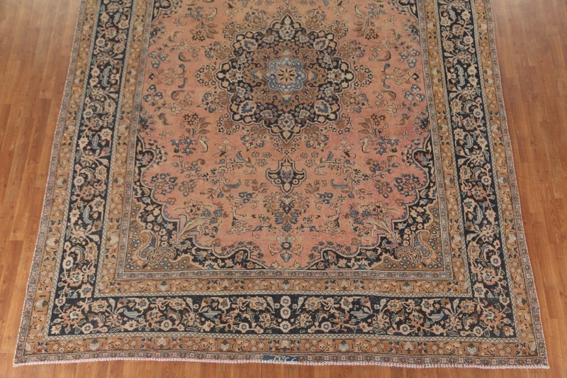 Vintage Living Room Area Rug 10x13 Pink Wool Hand-knotted Medallion Carpet gallery