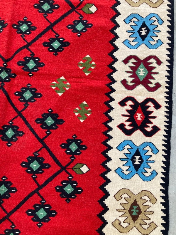Vintage Traditional Handmade Turkish Pirot Tribal Kilim Floor Rug 195x117 cm gallery