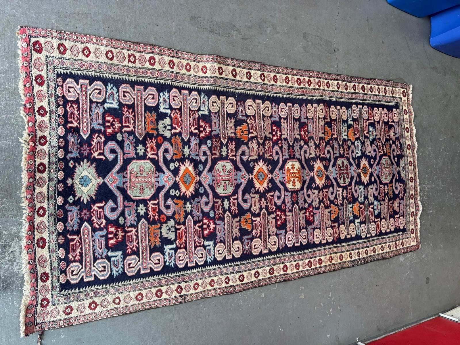 ANTIQUE CAUCASIAN KAZAK TRIBAL WOOL RUG HANDWOVEN RUNNER gallery
