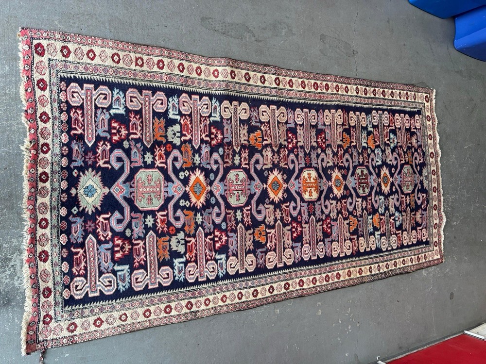ANTIQUE CAUCASIAN KAZAK TRIBAL WOOL RUG HANDWOVEN RUNNER
