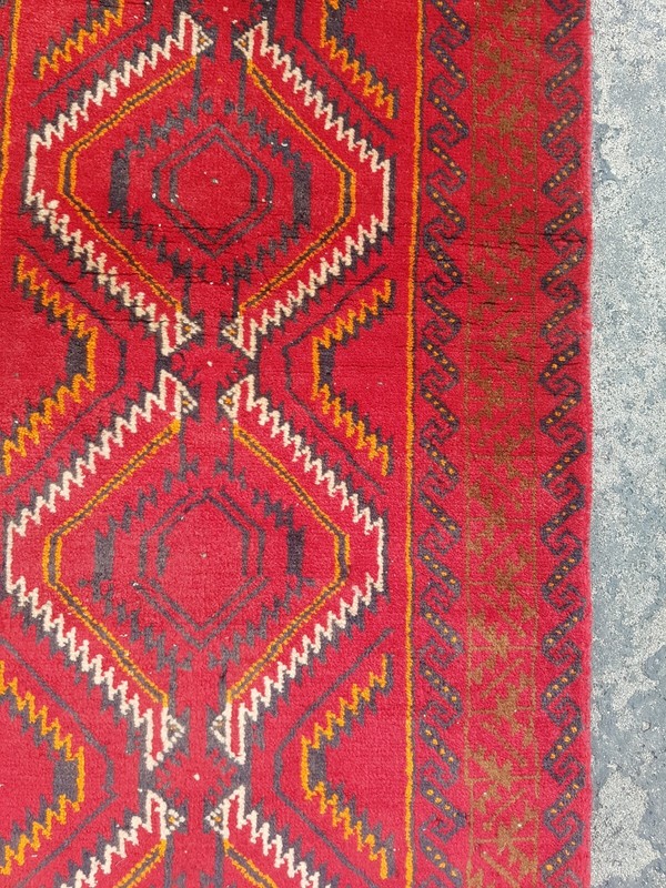 Vintage Hand Made Traditional Rug Oriental Wool Multicolor Carpet 223x56 cm gallery