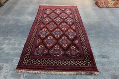 Vintage Afghan Handmade Tribal Taimani Rug 8’7 x 4’4 Ft