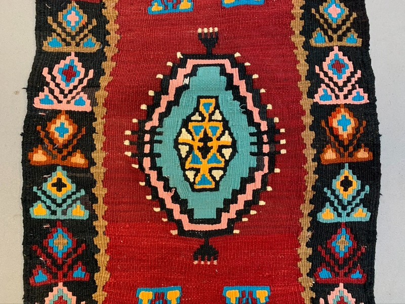 Vintage Turkish Mini Kilim 99x55 cm Wool Small Kelim Runner, shabby Chic gallery