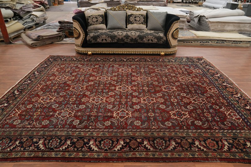 Antique Vegetable Dye Hand-knotted Area Rug Traditional Living Room Carpet 9x12 gallery