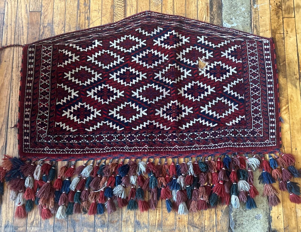 ANTIQUE TURKOMAN ASMALEK Yomud Rug Large Size 47”x36” Approx