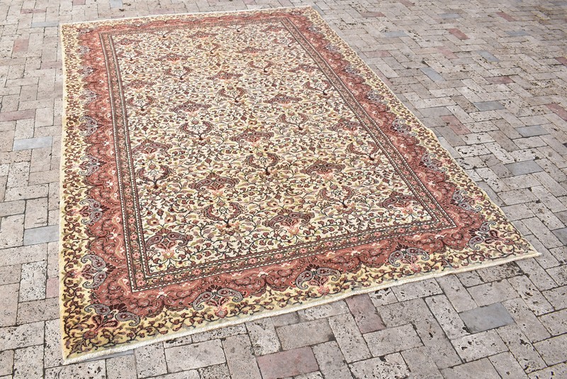 Turkish Rug 78''x113'' Bunyan Carpet Vintage 201x289cm Floral Decor Wool Rug 6x9 gallery