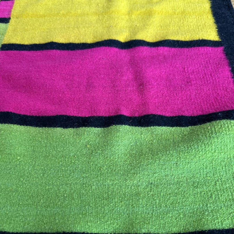 Vintage Handmade Oriental Mexican Serape Saltillo Wool Multicolor Kilim 70x25 In gallery