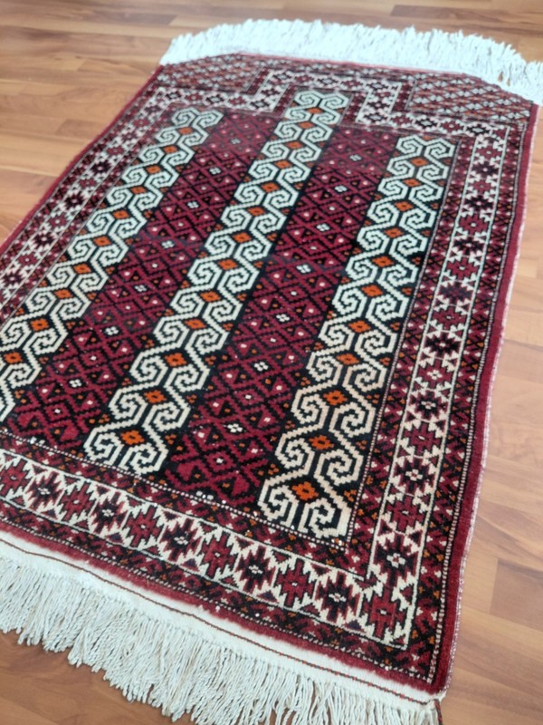 Antique Turkoman Rug, Geometric Kitchen Decor Rug, Handmade Wool Carpet Rug gallery