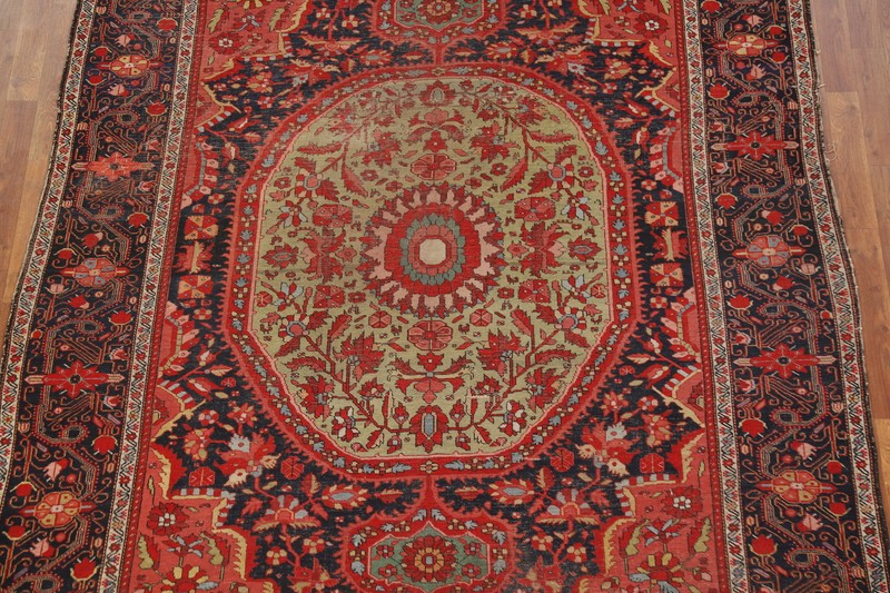 Pre-1900 Vegetable Dye Saroouk Farahhan Antique Rug 7x10 Hand-knotted Carpet gallery