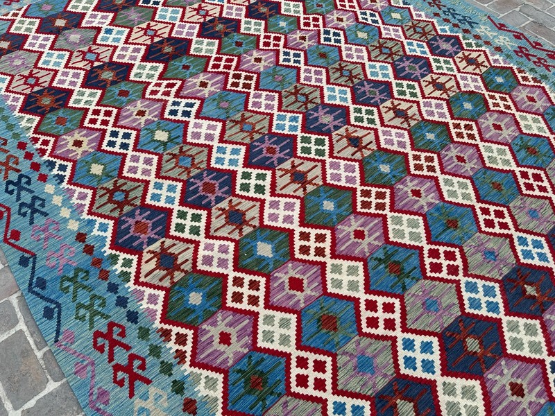 10x13 ft Oriental Turkish Large Modern Handwoven Afghan Multicolor Turkmen Rug gallery
