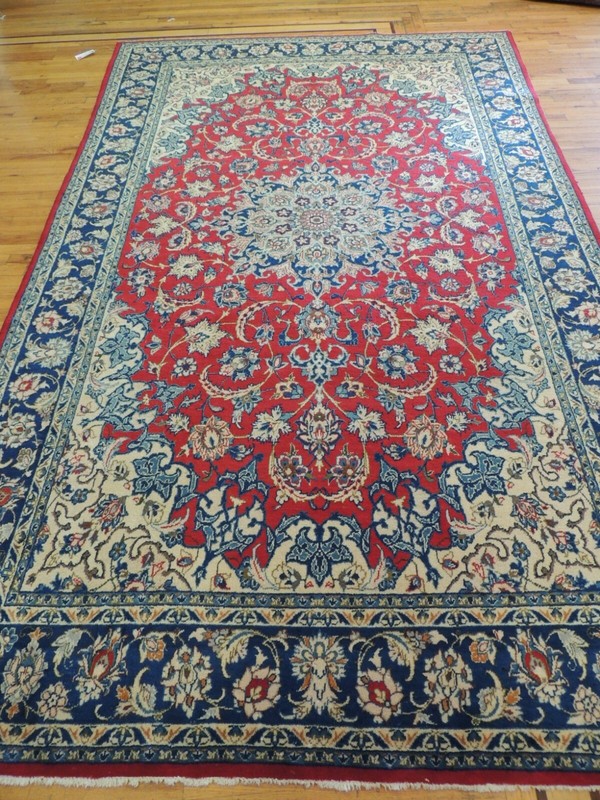 7x11 8x10 Kashaan Oriental Area Rug wool hand-knotted Red Blue Navy olive green gallery