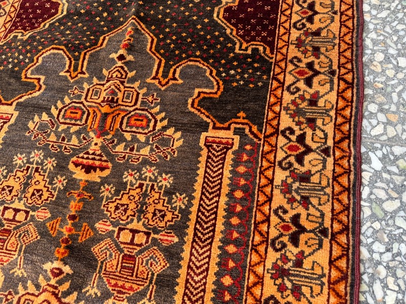 3x4 ft Antique Afghan Hand Knotted Rug Geometric Terracotta Brown Tribal Carpet gallery