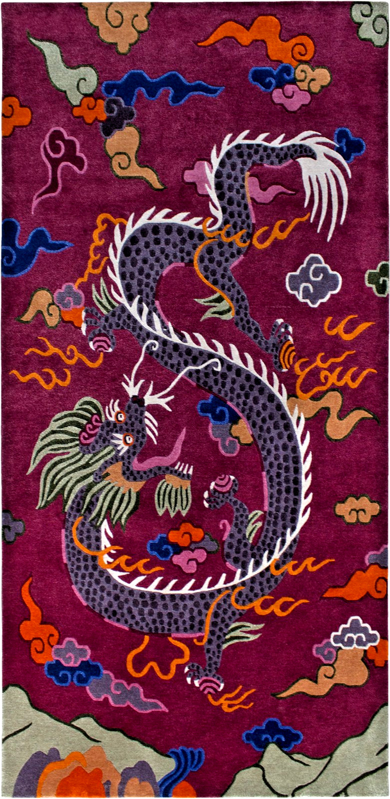 Antique Tibetan Dragon Rug 3x6 Hand Knotted Woolen Vintage Style Traditional Rug gallery