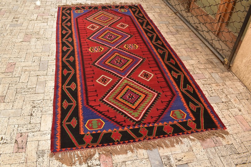 Caucasian Rug 63''x122'' Handwoven Kilim 162x312cm Rug Oriental Vintage 5x10 Rug gallery