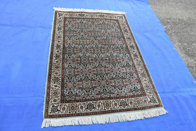 Handmade Oriental Rug Fine Wool and Silk Rug 3.4x4.10 Green Color #TBZG gallery