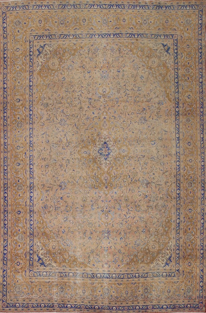Distressed Living Room Area Rug 10x13 Classic Handmade Floral Traditional Carpet