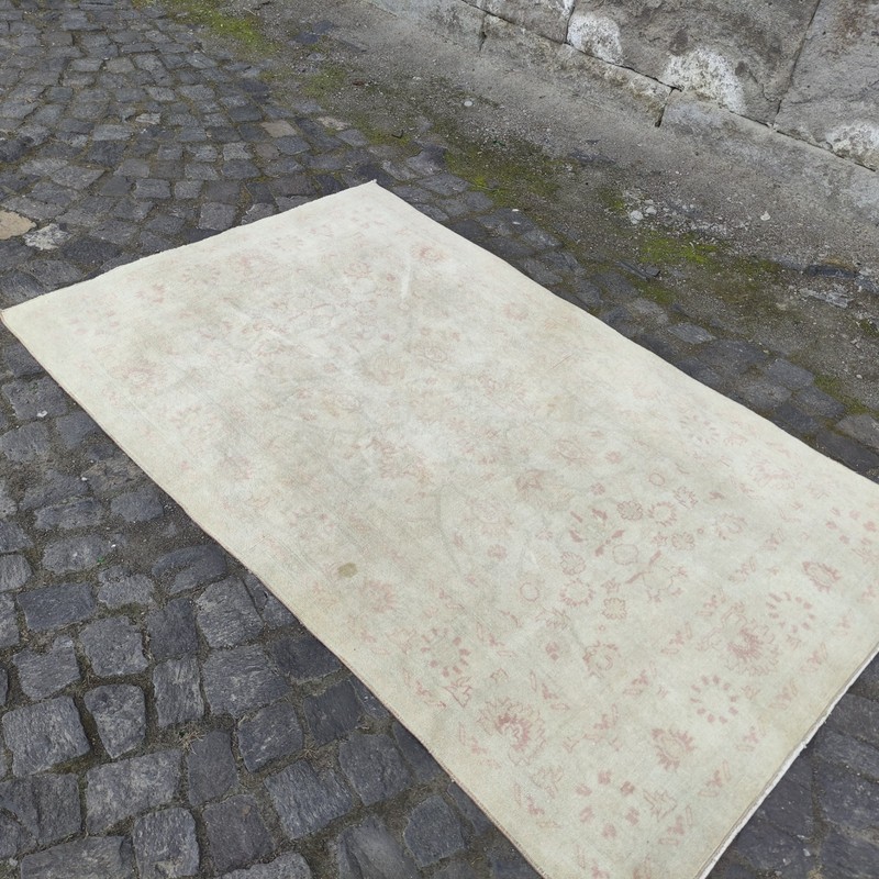 Oushak Vintage Area Rug 3.84 x 6.1 ft , 4x6 Handmade soft Wool Rug 117 x 186 cm gallery