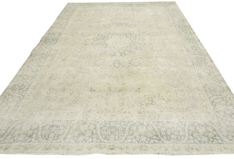 Antique Distressed Oriental Rug Vintage Handmade Floral Wool Carpet 7'7X10'4 ft gallery