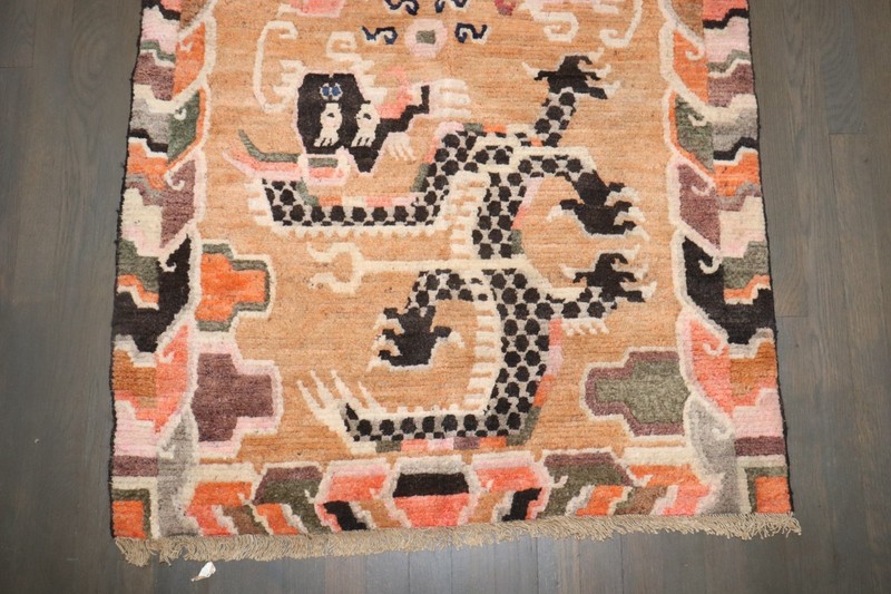 Pair of Antique Tibetan Dragon Rugs Size 3'2''x5' gallery