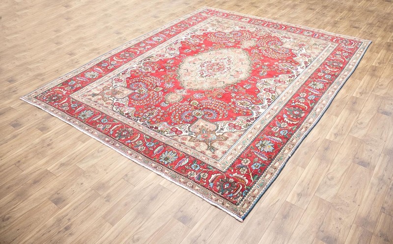 Semi-Antique Distressed Handmade Floral Oriental Rug Living Room Carpet 10x13 Ft gallery