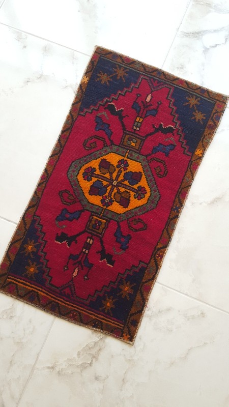 High Quality Antique Rug Blue Red Vintage Rug Bohemian Design Rug FREE SHİPPİNG gallery