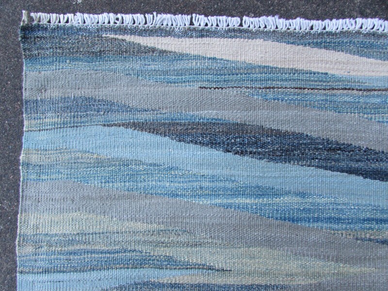 Kilim Vintage Traditional Hand Made Oriental Faded Blue Wool Kilim 196x152cm gallery