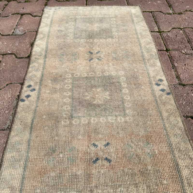 2x4 Cream Sage Blush Vintage Turkish Oushak Wool Faded Handmade Rug-Tariff Free gallery