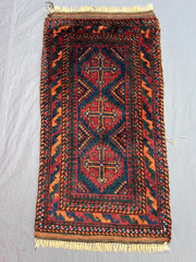 1’4×2’7 Ft Vintage Caucasian Handwoven Wool Geometric Tribal Design Rug