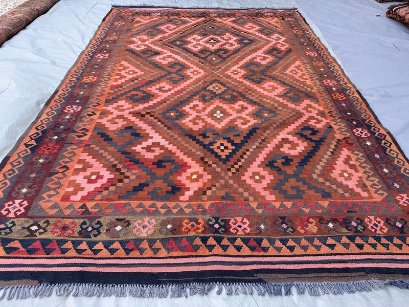 Terracotta Pink Faded Kilim Rug 6'5x9'7 Vintage Turkish Tribal Boho Flatweave gallery