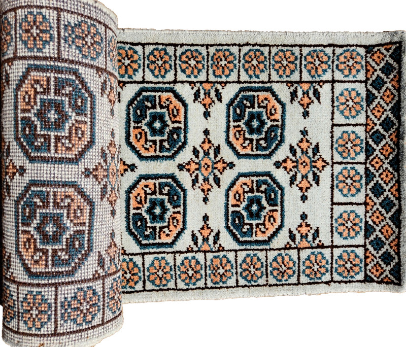 2'1"X8' ANTIQUITY HAND WOVEN CAUCASIAN TURKMAN TRIBAL MUTED BLUE WOOL RUG RUNNER gallery