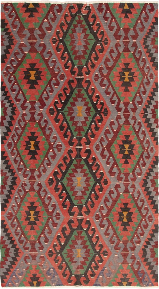 Vintage 5'7" x 10'7" Traditional Wool Hand Woven Oriental Area Rug