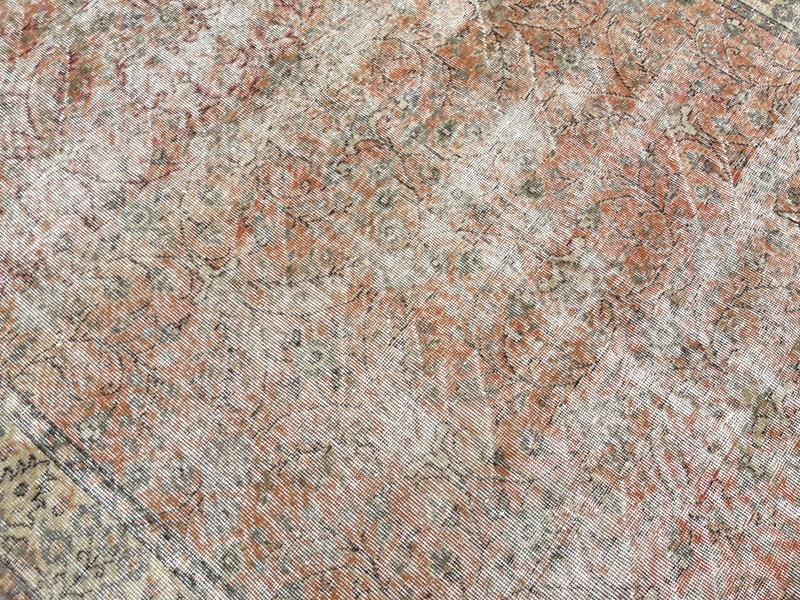 Vintage Turkish Oushak Rug 5.8x9.3 ft Distressed Beige Terracotta Wool gallery