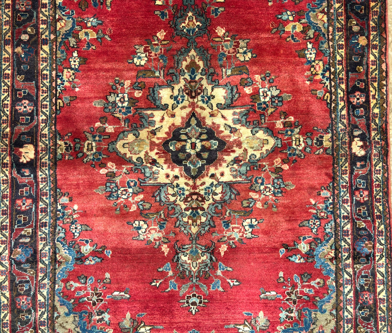Vintage Hamedan Hand Knotted Wool Tribal Area Rug 4x6 Oriental Carpet Red Blue gallery