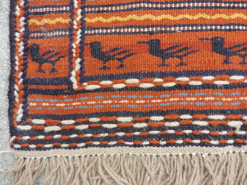 2x7ft. Interesting Kurdish Sumak Flatweave Orange Wool Runner gallery