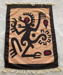 Vintage Traditional Handmade Mexican Zapotec American Kilim Floor Rug 111×82 cm
