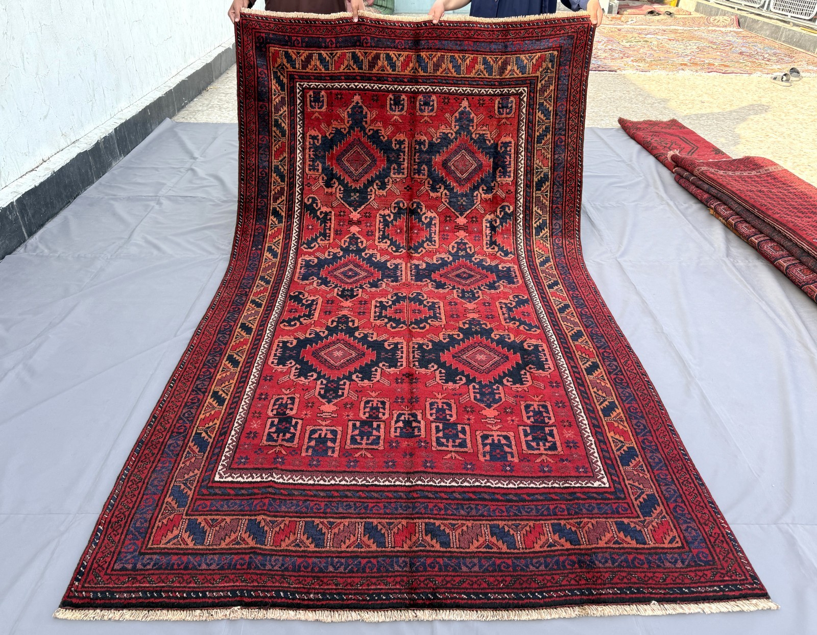 Red Antique Afghan Baluchi Rug 5x9 ft Hand Knotted Persian Style Oriental Carpet gallery
