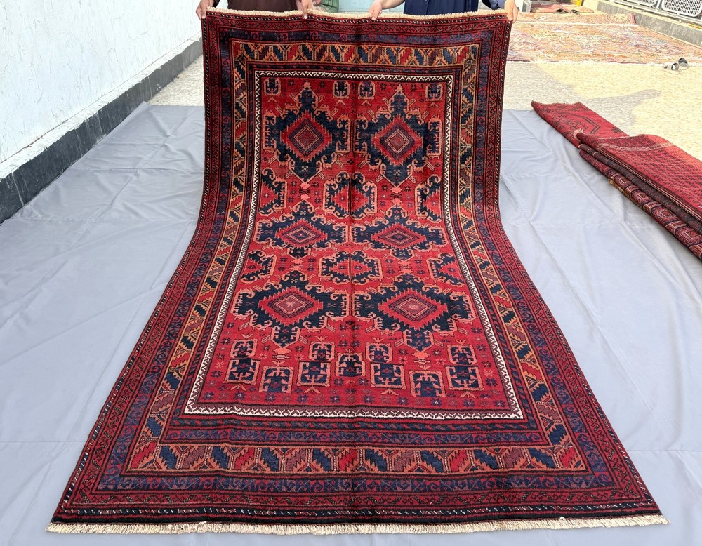 Red Antique Afghan Baluchi Rug 5x9 ft Hand Knotted Persian Style Oriental Carpet