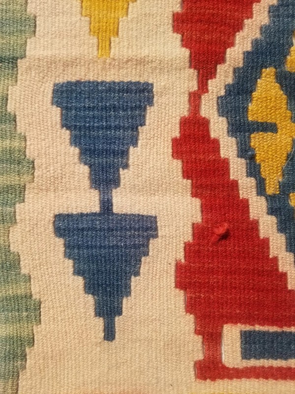 Distressed Vintage Traditional Handmade Turkish Wool Kilim Rug 5.8x1.11ft gallery