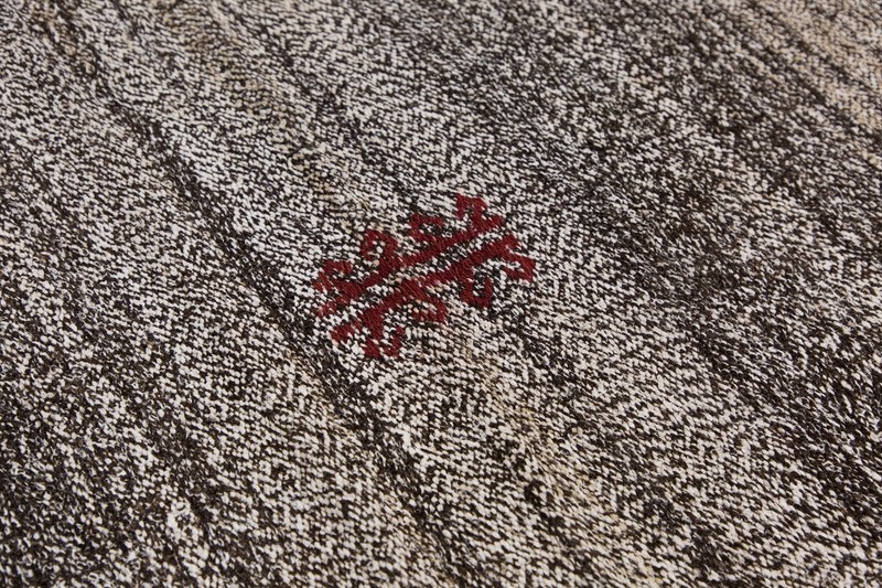 Goat Hair Solid Kilim Rug,Vintage Minimal Kilim,Turkish Kilim, 7'10 x 9'9 ft gallery