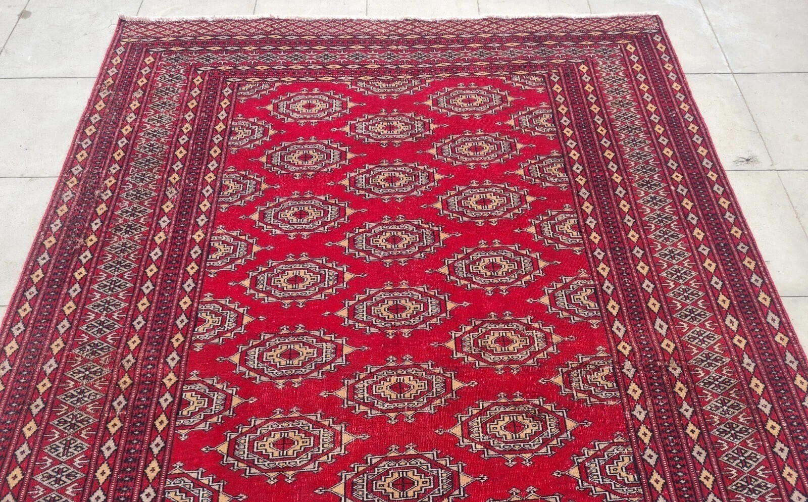 Amazing Hand knotted Vintage Pakistani Bokhara Jhaldar Wool Area Rug 6 x 5 Ft gallery