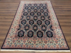 Indo Per’sian Rug 6×9, Navy Blue, Floral, Fine 290 KPSI