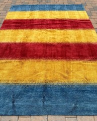 Fine Handmade Nepalese Tibetan Modern Rug, Primary Colors, Thick Pile, 8’x11′