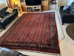Exceptional Hand-Knotted Kazakhstan Bokhara Wool Rug – Red Field – 11’2″ X 8’3″