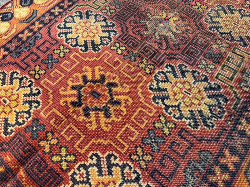 Fine Antique Caucasian Rug 3x5 ft Hand Knotted Heris Kazak Vintage Oriental Rug gallery
