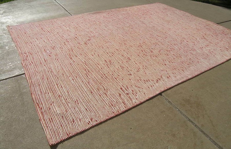 Great Vintage Red & White Cotton Hand Woven Loomed Rope / Rag Area Rug 102x141" gallery