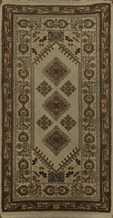 Elegant Vintage-Inspired Ivory Moroccan Rug 2×5 Wool Hand-knotted Tribal Carpet
