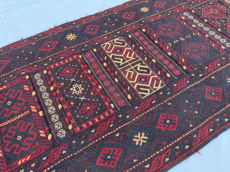Fine Antique Afghan Runner Rug 3x11 Hand Woven Wool Persian Style Hallway Carpet gallery