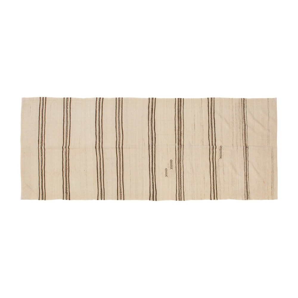 Striped Design Turkish Kilim Runner, Minimalist Modern Kilim Rug, 4'11" x 12'10"