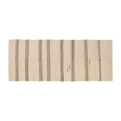 Striped Design Turkish Kilim Runner, Minimalist Modern Kilim Rug, 4’11” x 12’10”