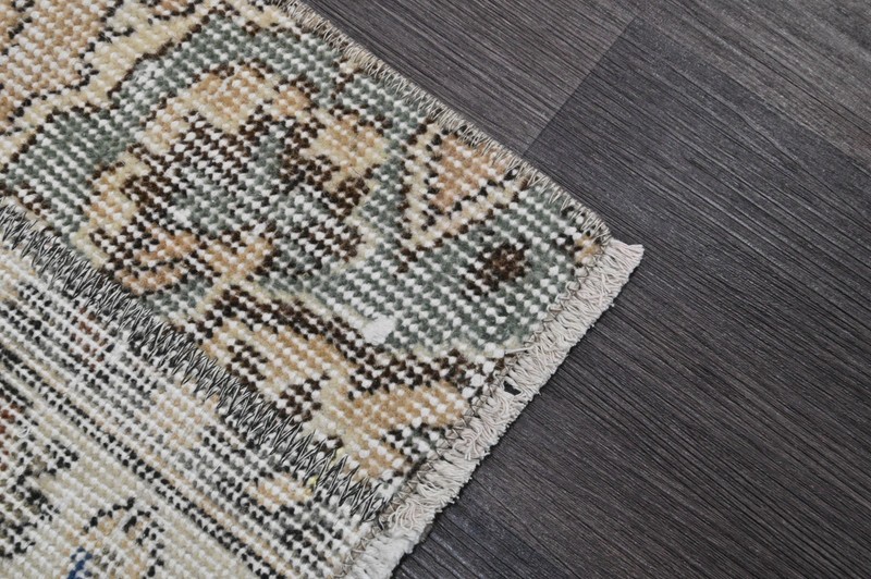Vintage Turkish Runner Rug 2x5ft Wool Anatolian Handmade Hallway Oushak BEIGE gallery